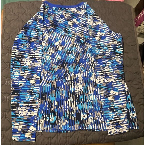 Coolibar Women’s UPF 50+ Sun Protection Top- Long Sleeve- Blue Pattern- Sz XXL - Picture 4 of 8